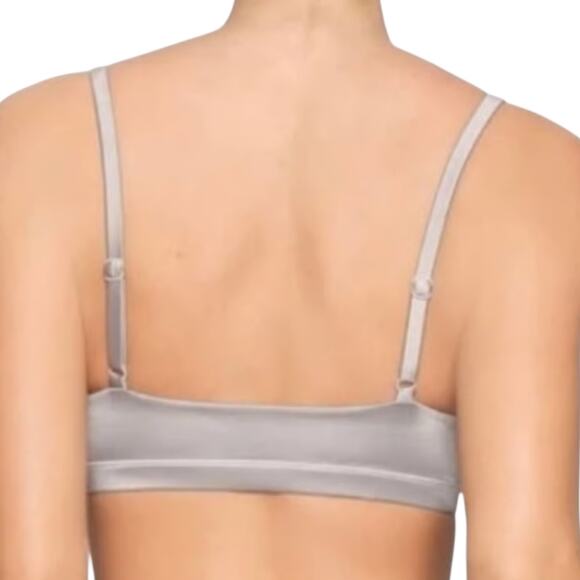 Skims Y2K Style Scoop Neck Bralette M Logo Rhinestones Spell Out Gorpcore Silver - Picture 2 of 8